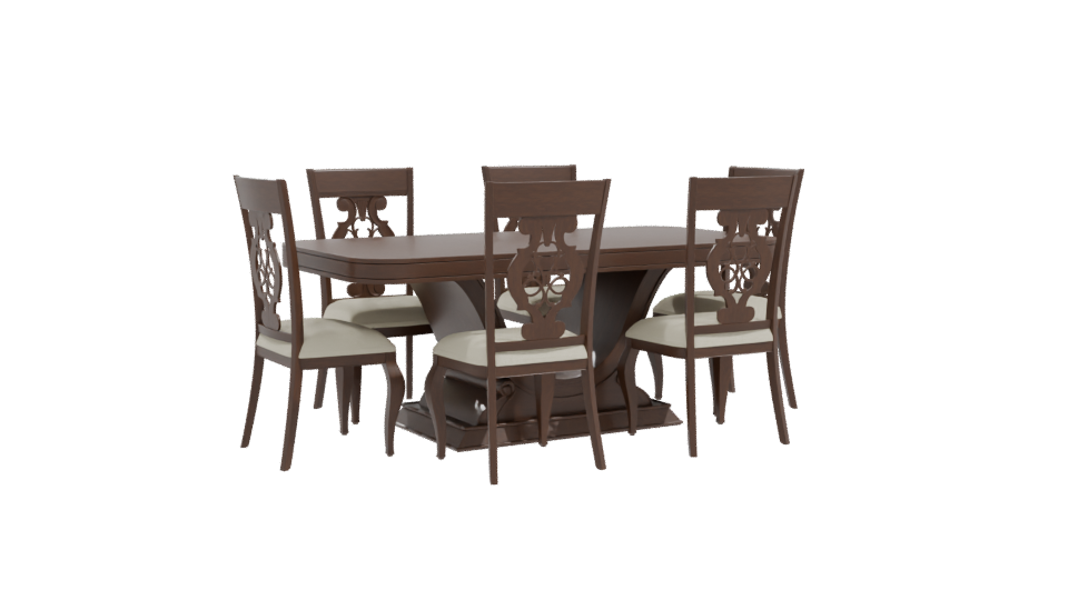 Elegant Wooden Dining Table Set - Professional 3D Model Render 10