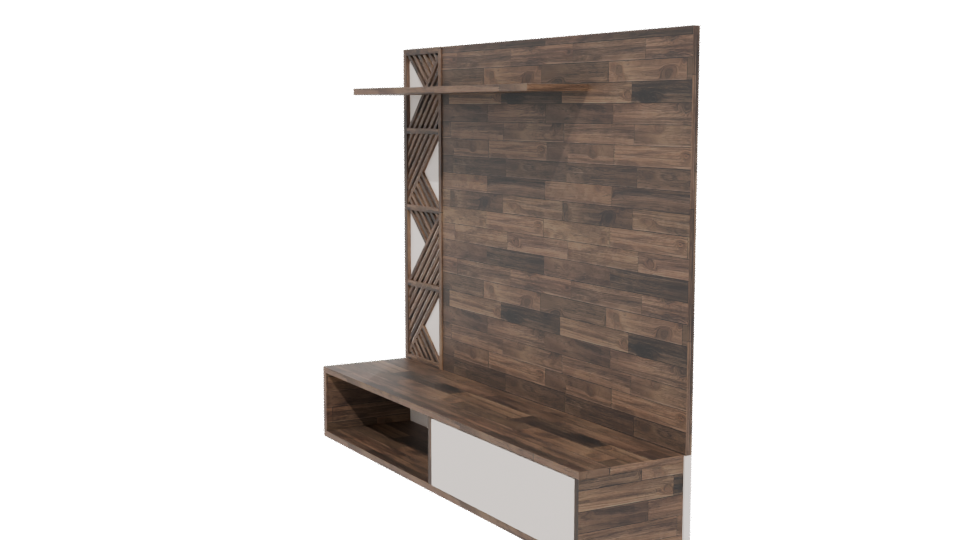 Stylish Wooden Wall Unit 3D - Professional 3D Model Render 13