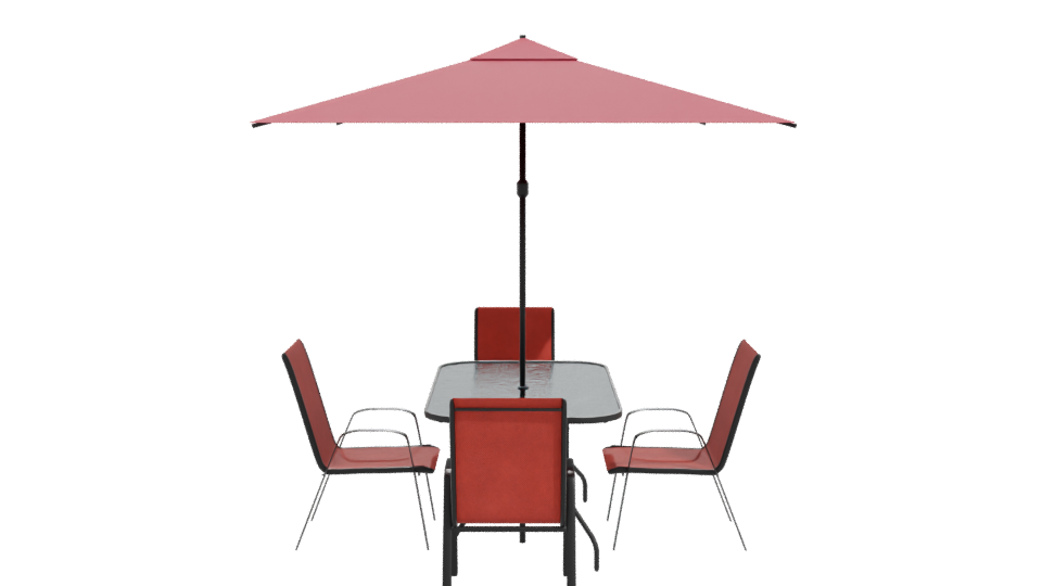 Stylish Outdoor Dining Set with Umbrella 3D Model - Professional 3D Model Render 11