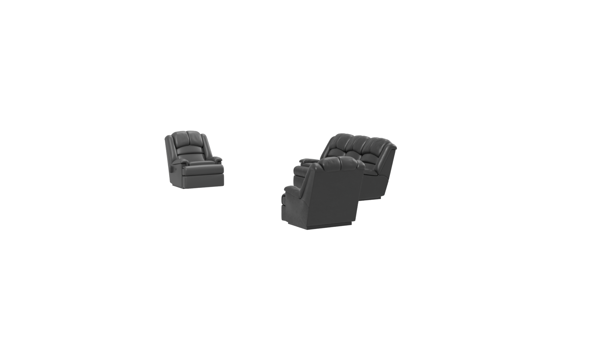 Stylish Black Sofa Set 3D - Professional 3D Model Render 13