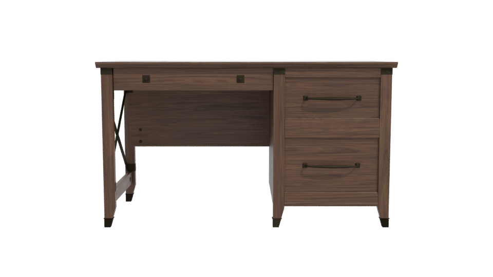 Elegant Wooden Office Desk 3D - Professional 3D Model Render 11