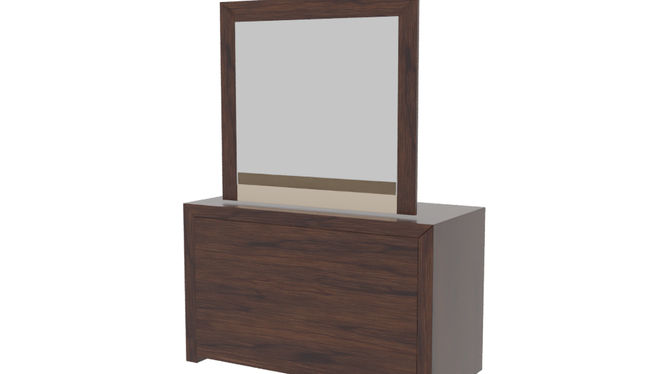 Modern Wooden Dresser with Mirror - Professional 3D Model Render 6