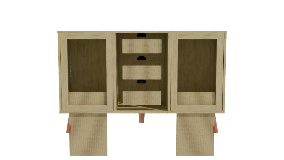 Vintage Wooden Sideboard 3D Model - Professional 3D Model Render 11