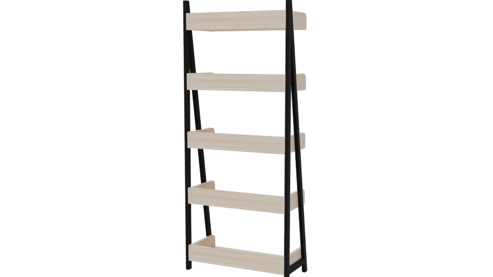 Minimalist Wooden Bookshelf Model - Professional 3D Model Render 6