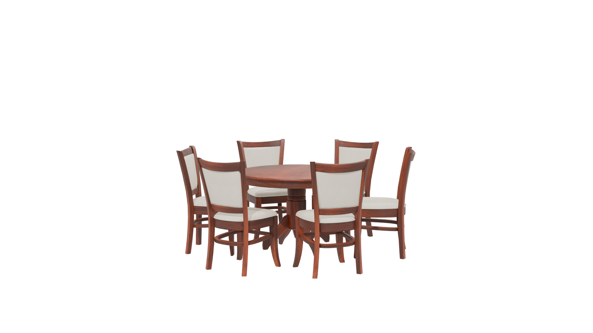 Elegant Round Wooden Dining Table with Chairs - Professional 3D Model Render 13