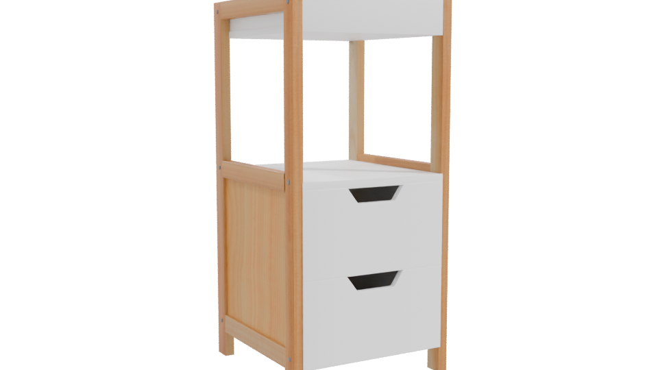 Minimalist Two-Drawer Nightstand 3D - Professional 3D Model Render 10