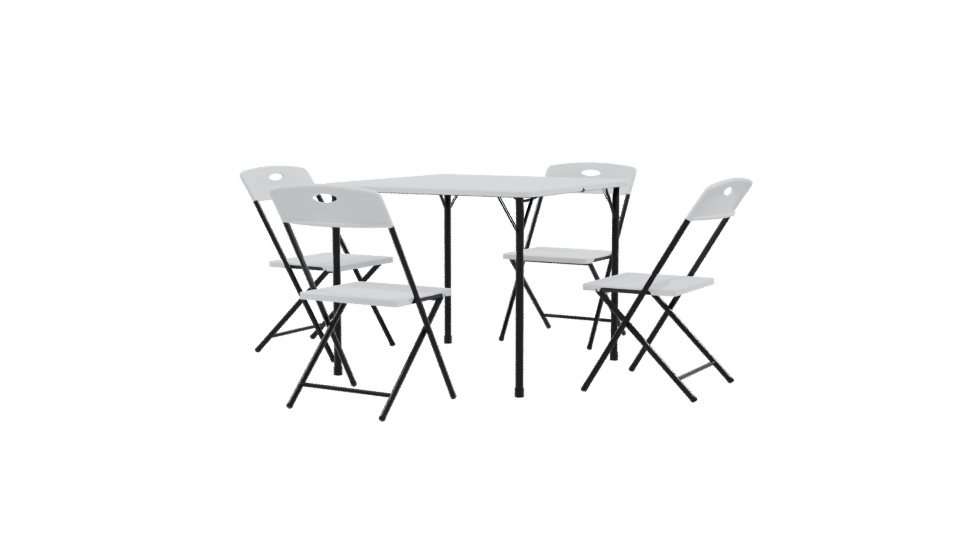 Minimalist Folding Table Set 3D - Professional 3D Model Render 9