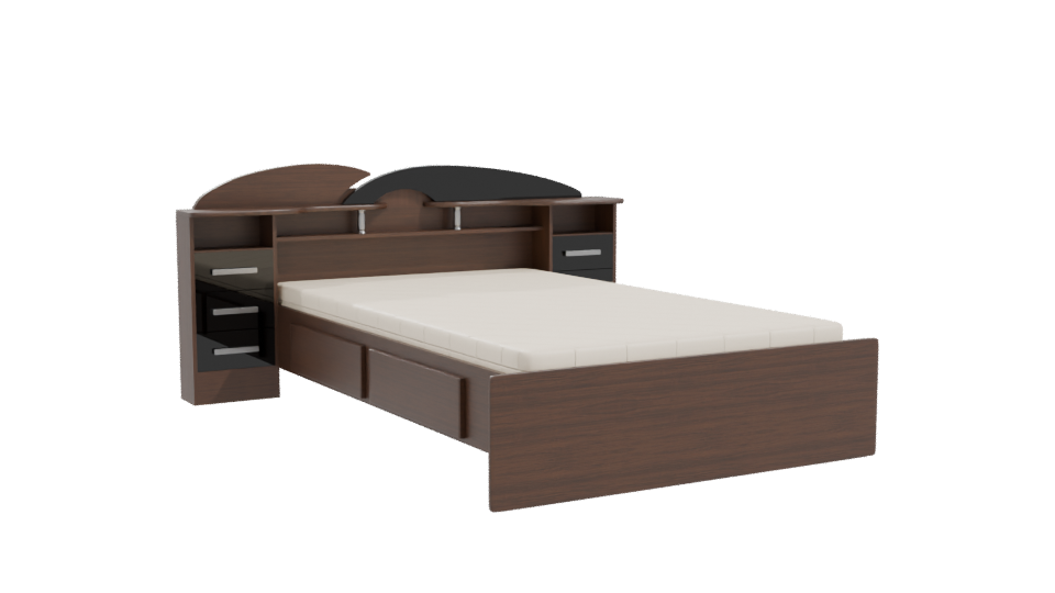 Contemporary Wooden Bed 3D Model - Professional 3D Model Render 10