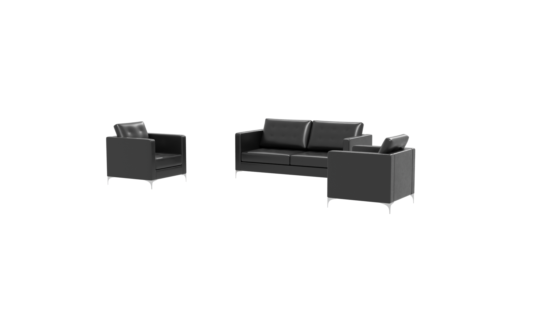 Elegant Black Sofa Set 3D Model - Professional 3D Model Render 12