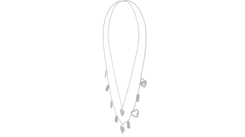 Stylish Double Layer Heart Necklace - Professional 3D Model Render 13