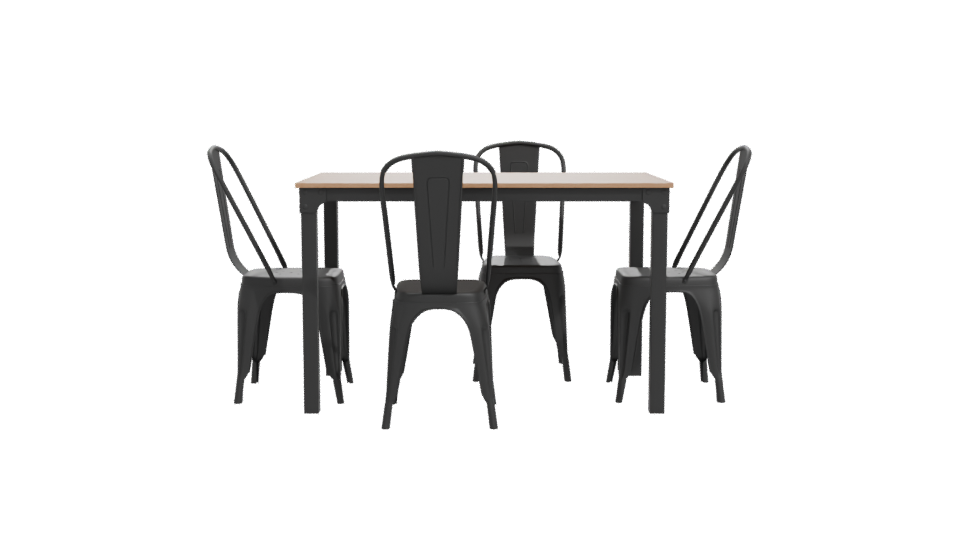 Stylish Wooden Dining Table Set - Professional 3D Model Render 11