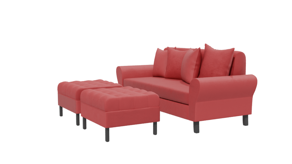 Stylish Red Sofa Set 3D - Professional 3D Model Render 13