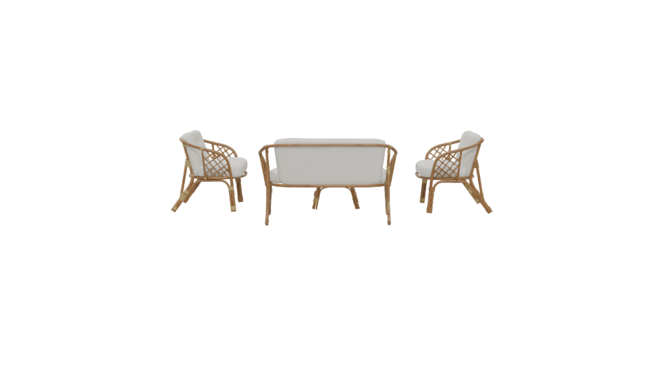 Elegant Rattan Furniture Set 3D - Professional 3D Model Render 5