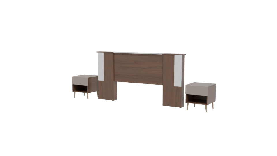 Stylish Wooden Bed Frame Set - Professional 3D Model Render 12