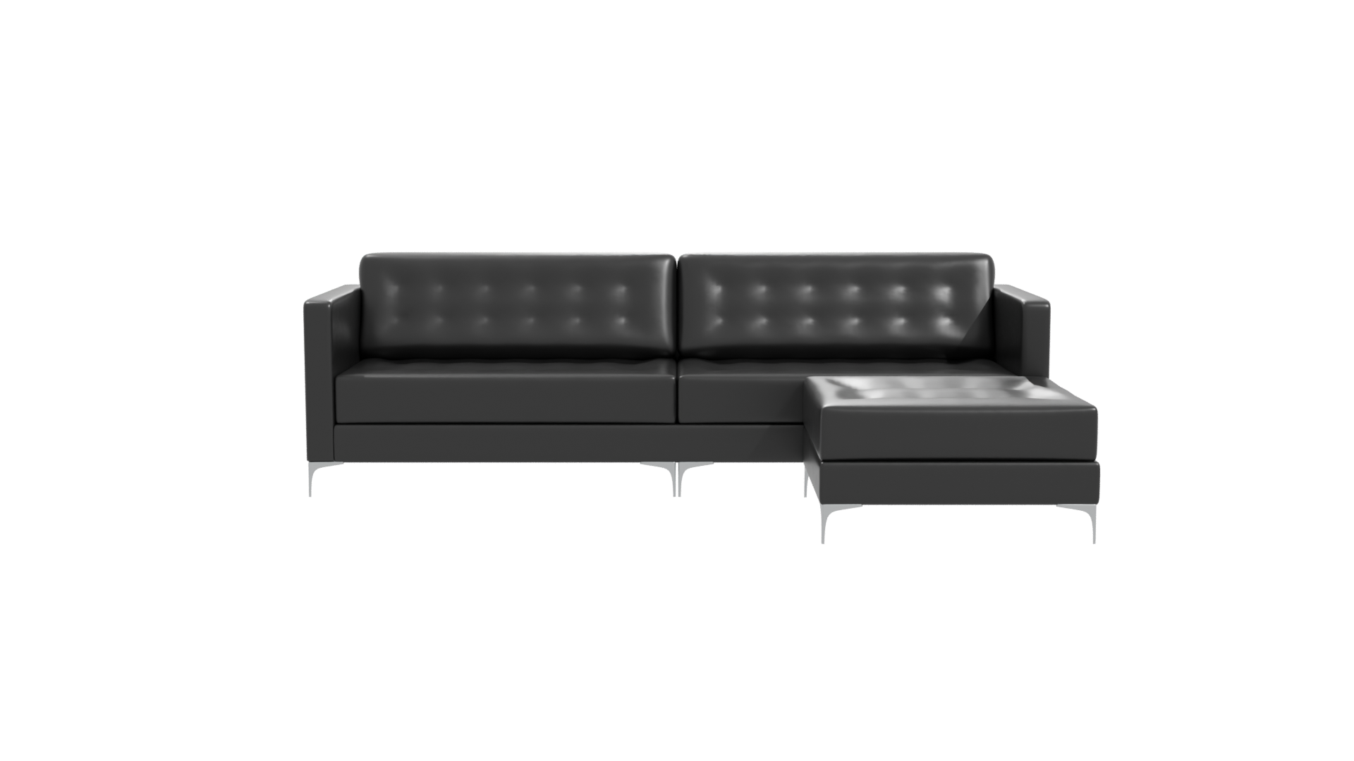 Stylish Black Leather Sofa Set - Professional 3D Model Render 11