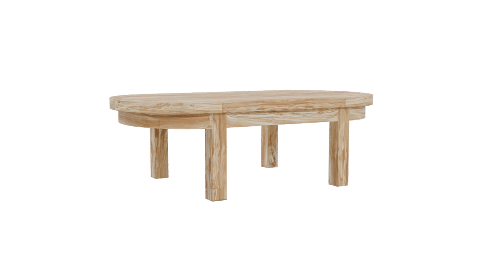 Stylish Oval Wooden Dining Table - Professional 3D Model Render 4