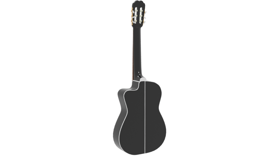 Stylish Black Acoustic Guitar 3D Model - Professional 3D Model Render 4