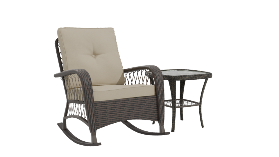 Contemporary Outdoor Lounge Chair and Accent Table 3D Model - Professional 3D Model Render 10