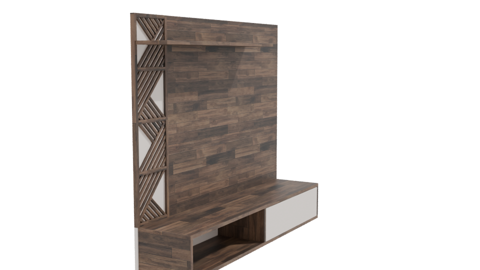 Stylish Wooden Wall Unit 3D - Professional 3D Model Render 9