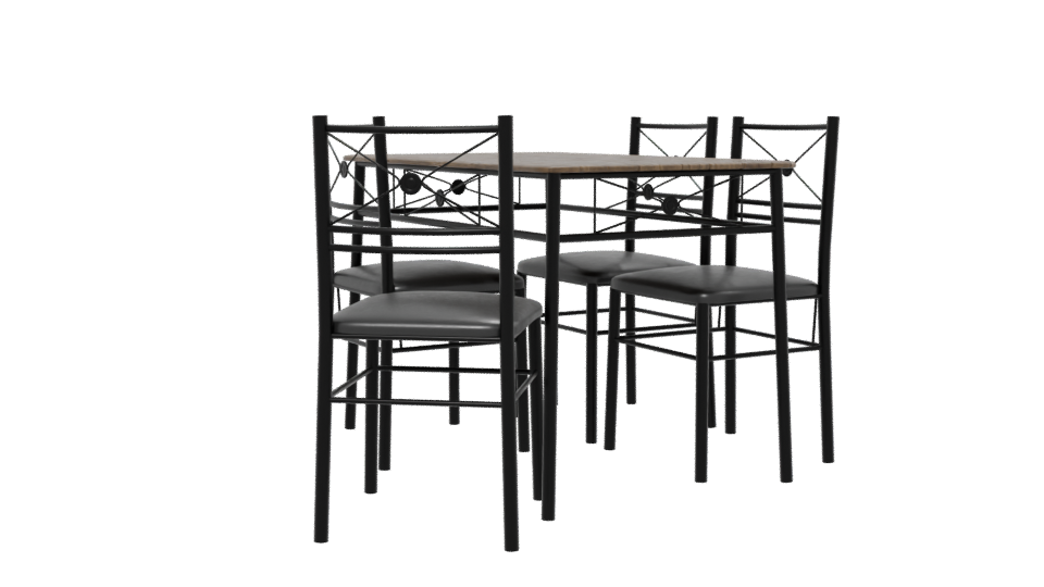 Stylish Wooden Dining Table Set - Professional 3D Model Render 13