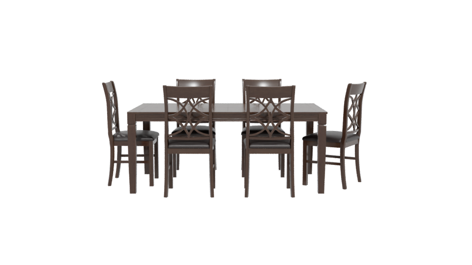 Elegant Wooden Dining Table Set - Professional 3D Model Render 5