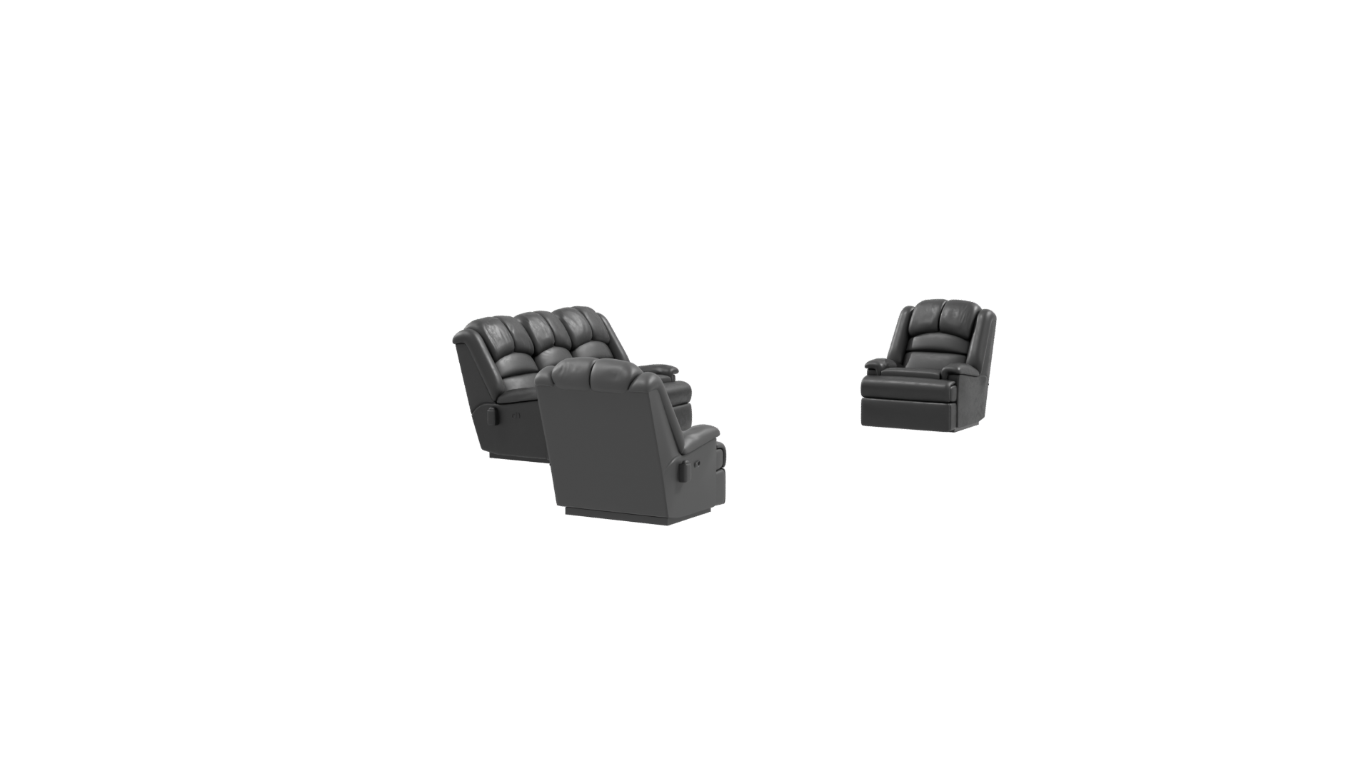 Stylish Black Sofa Set 3D - Professional 3D Model Render 9
