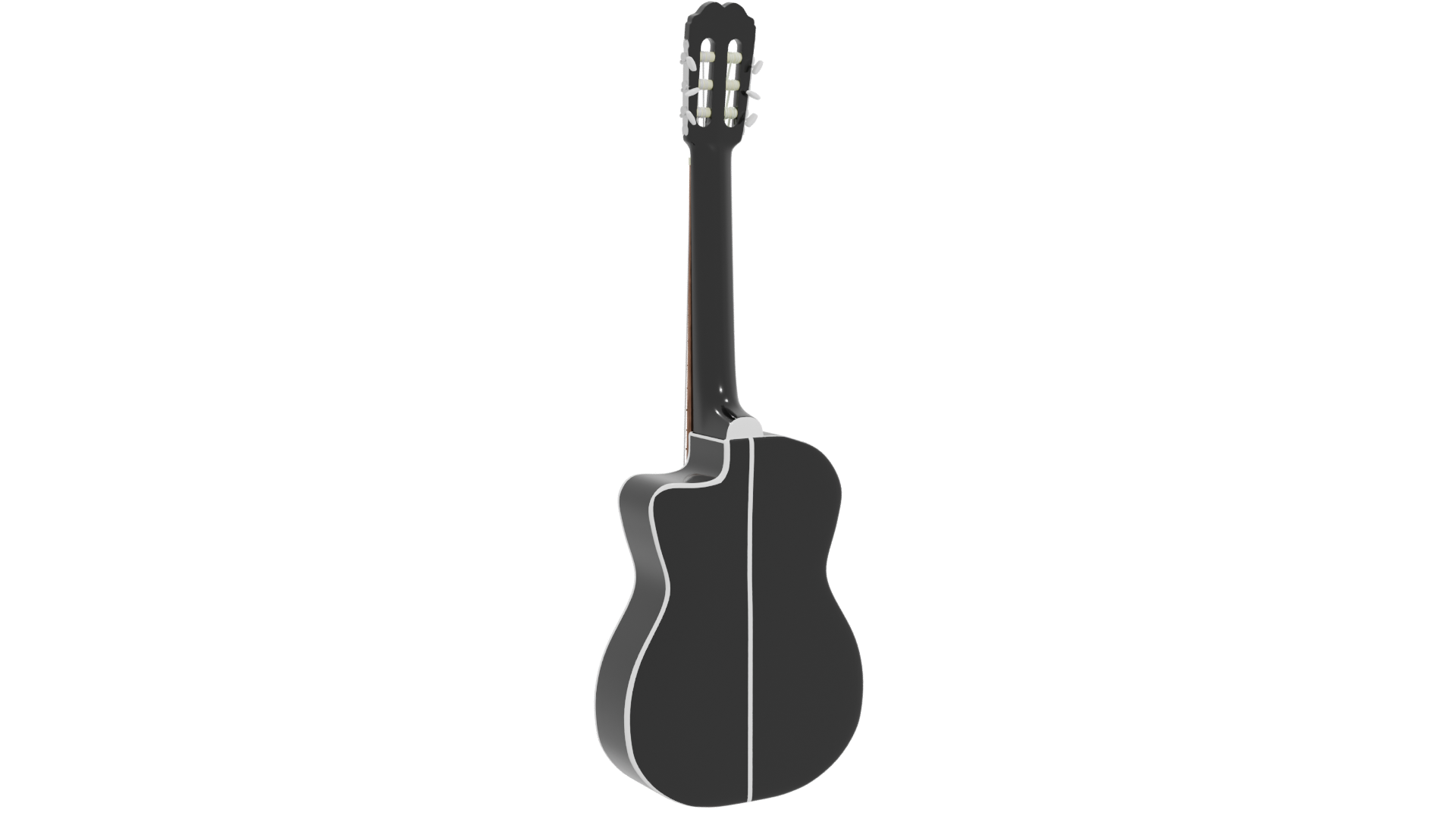 Stylish Black Acoustic Guitar 3D Model - Professional 3D Model Render 4