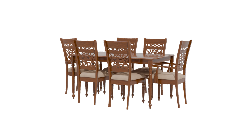 Elegant Wooden Dining Set 3D - Professional 3D Model Render 12