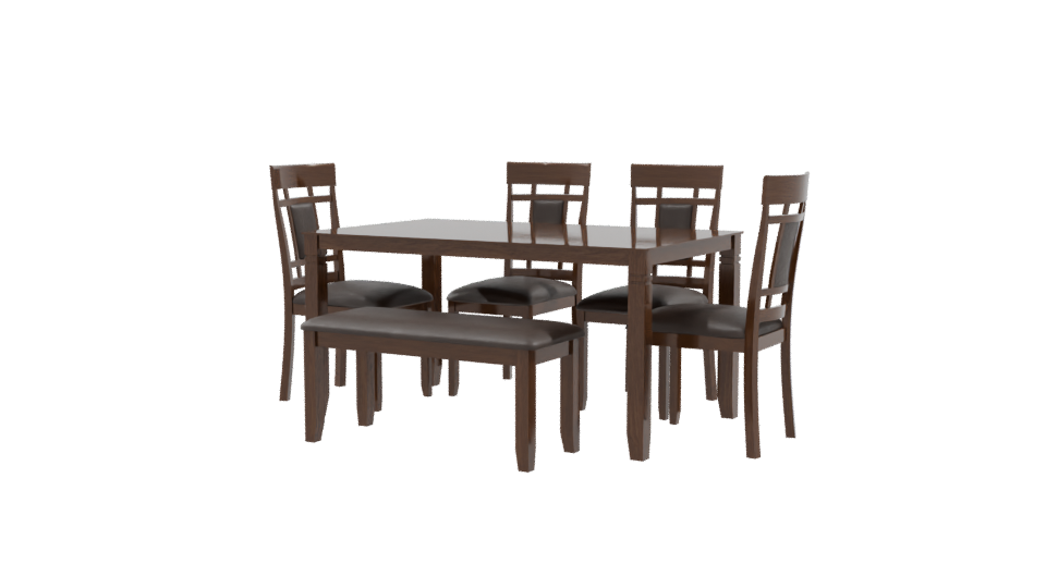 Stylish Wooden Dining Table Set - Professional 3D Model Render 9