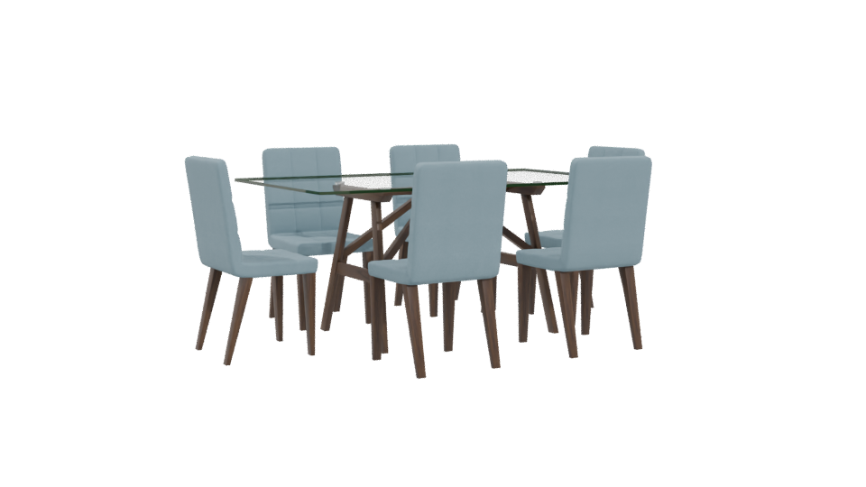 Stylish Glass Dining Table Set - Professional 3D Model Render 4