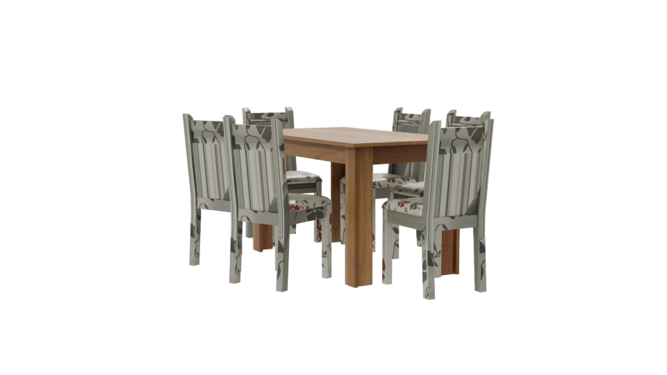 Stylish Wooden Dining Table Set - Professional 3D Model Render 7