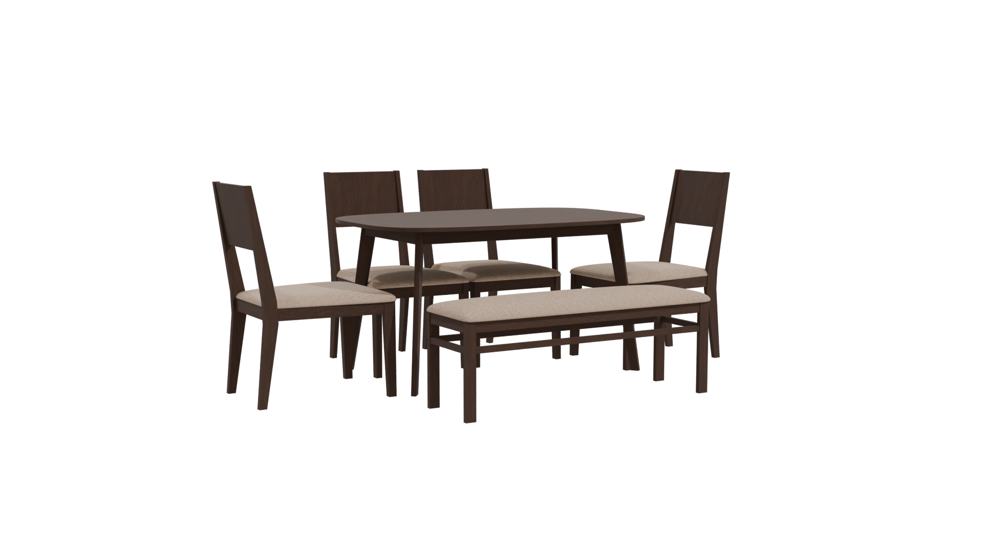 Stylish Wooden Dining Set 3D Model - Professional 3D Model Render 10