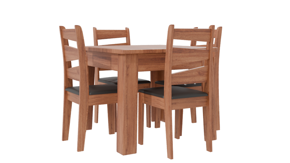 Stylish Wooden Dining Table Set 3D Model - Professional 3D Model Render 7