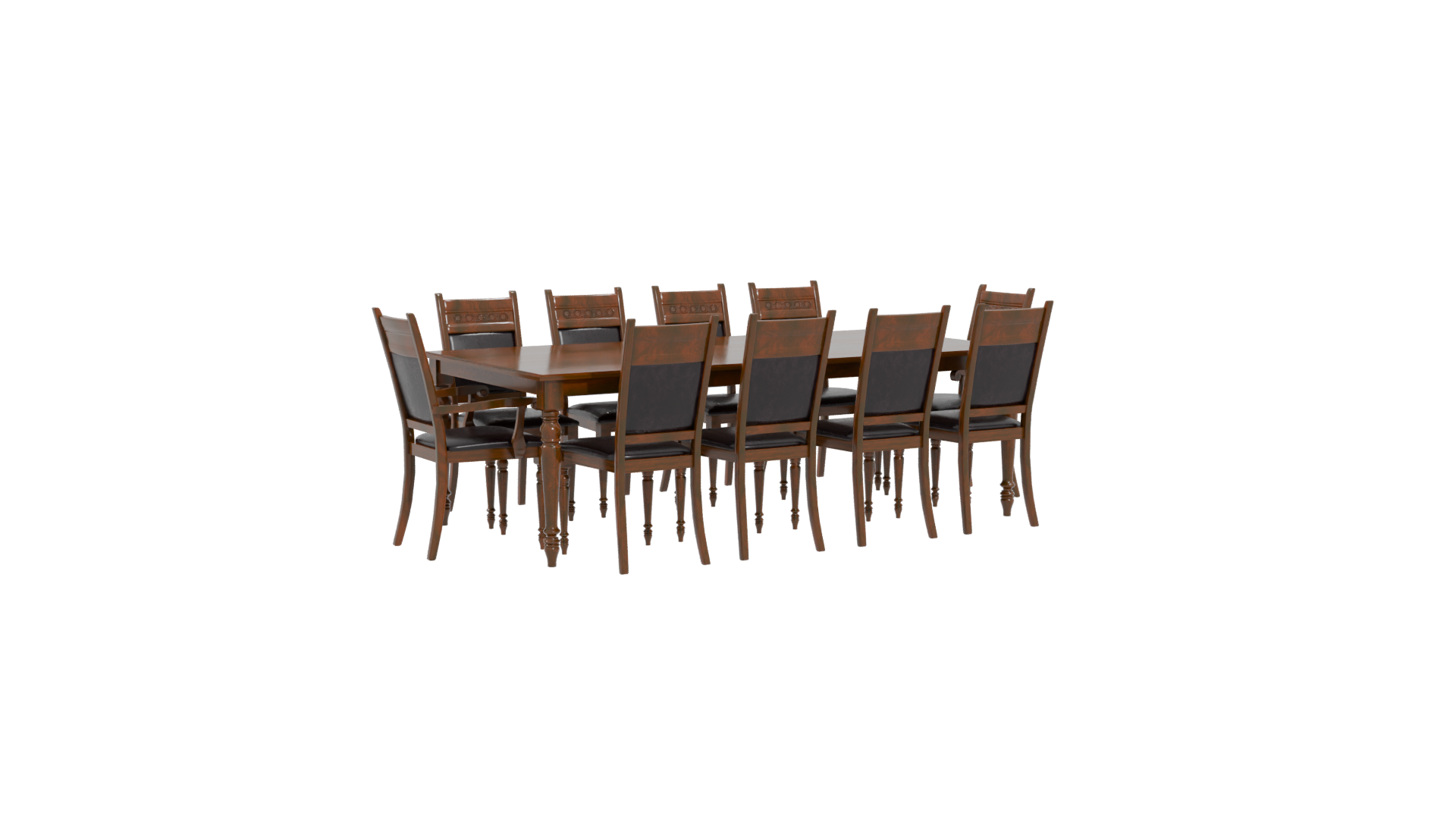Elegant Wooden Dining Table Set - Professional 3D Model Render 4