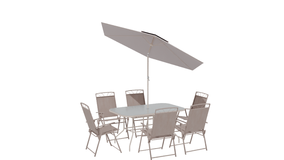 Stylish Outdoor Dining Set with Umbrella 3D Model - Professional 3D Model Render 13