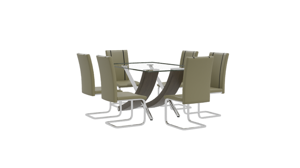 Modern Glass Dining Table Set - Professional 3D Model Render 10