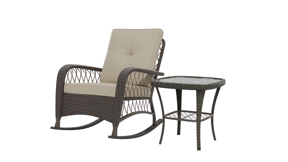 Contemporary Outdoor Lounge Chair and Accent Table 3D Model - Professional 3D Model Render 12