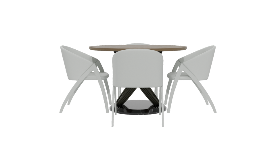 Modern Round Table Set 3D - Professional 3D Model Render 5