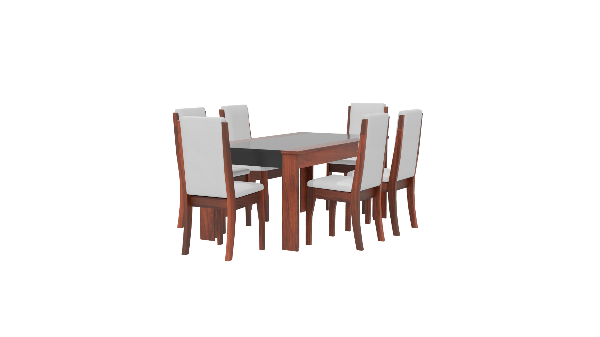 Elegant Wooden Dining Table Set 3D Model - Professional 3D Model Render 6