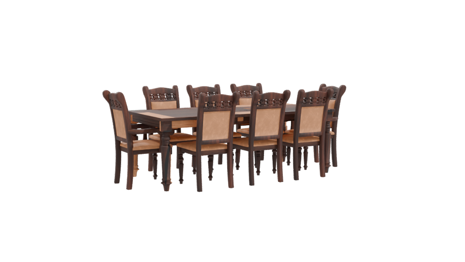 Elegant Wooden Dining Table Set - Professional 3D Model Render 10