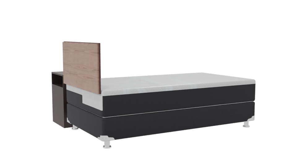 Stylish Minimalist Single Bed with Nightstand 3D Model - Professional 3D Model Render 7