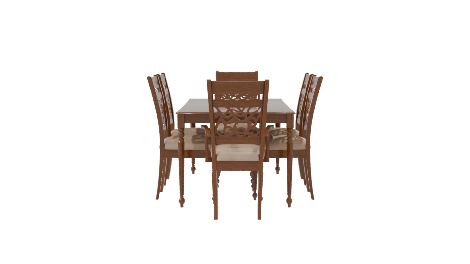 Elegant Wooden Dining Set 3D - Professional 3D Model Render 8