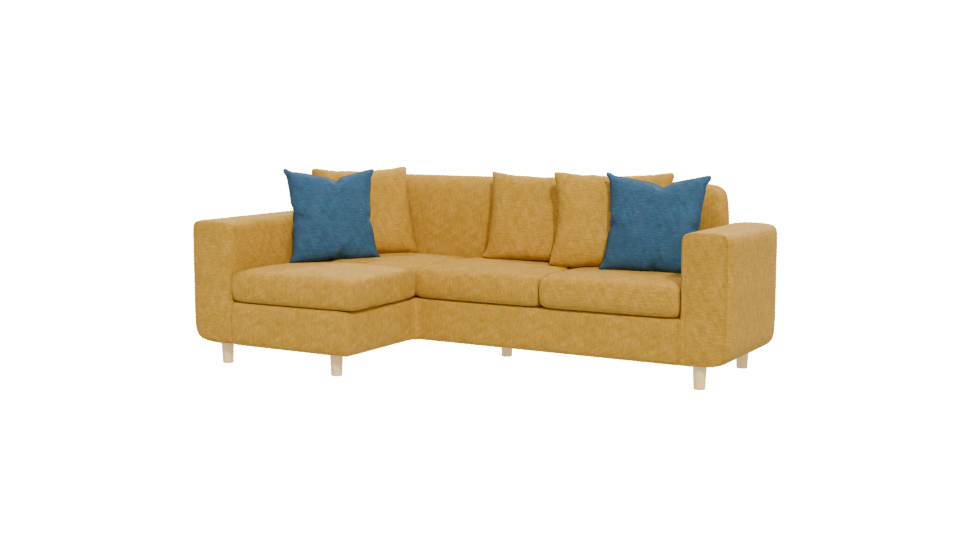 Stylish Yellow L-Shaped Sofa 3D Model - Professional 3D Model Render 12