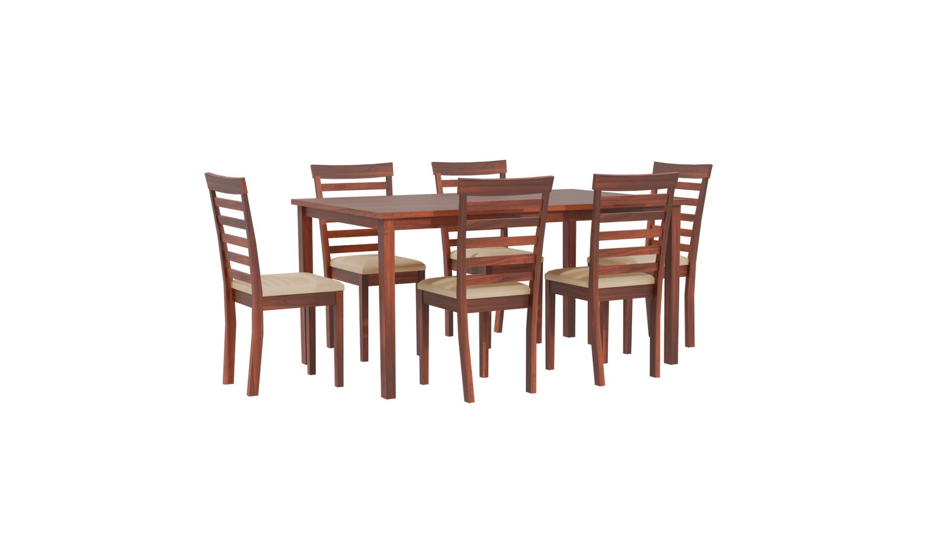 Wooden Dining Table Set 3D - Professional 3D Model Render 4