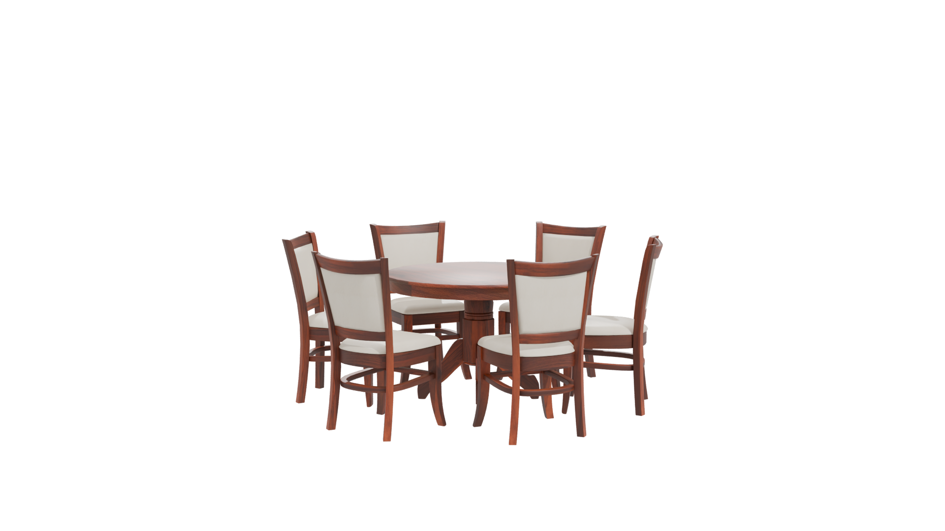 Elegant Round Wooden Dining Table with Chairs - Professional 3D Model Render 11