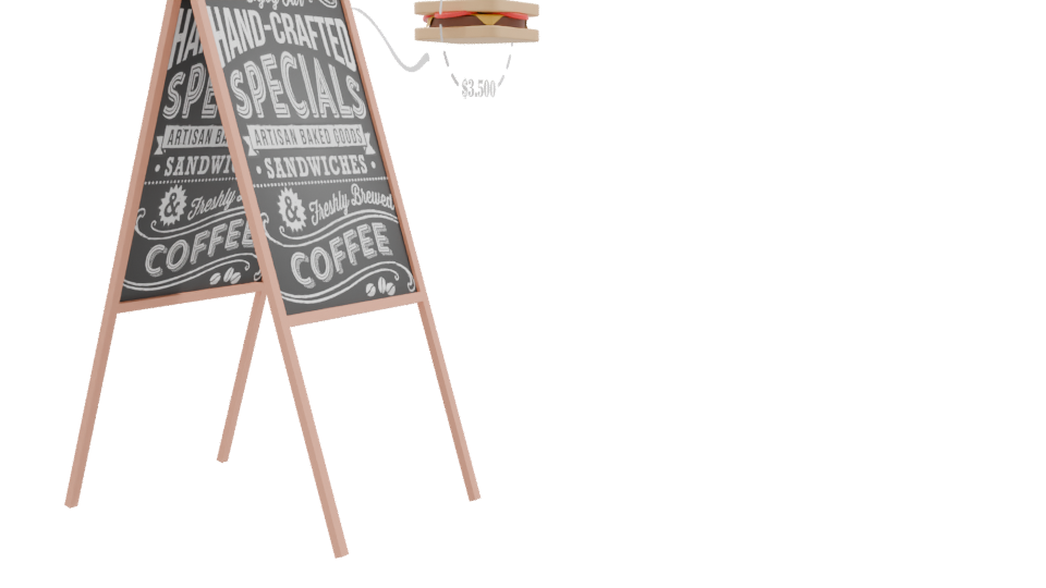 Chalkboard Menu Stand 3D Model - Professional 3D Model Render 9