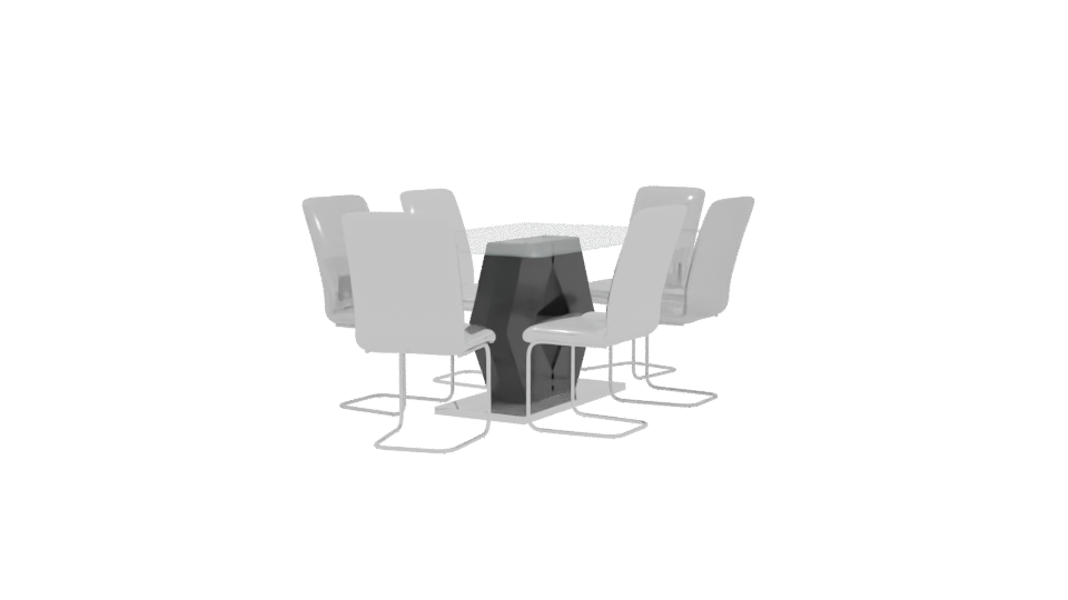 Contemporary Glass Dining Table Set - Professional 3D Model Render 3