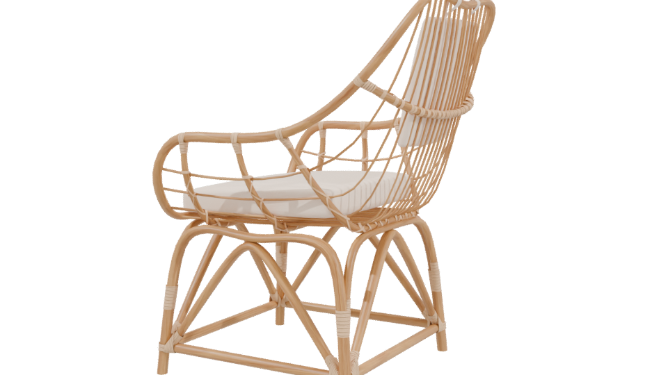 Stylish Rattan Lounge Chair 3D - Professional 3D Model Render 3