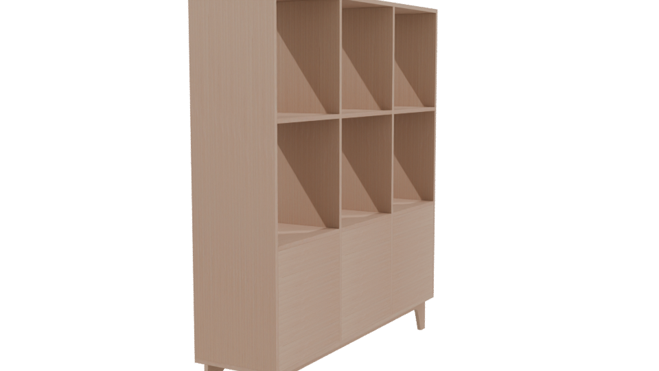 Minimalist Wooden Bookshelf 3D - Professional 3D Model Render 3