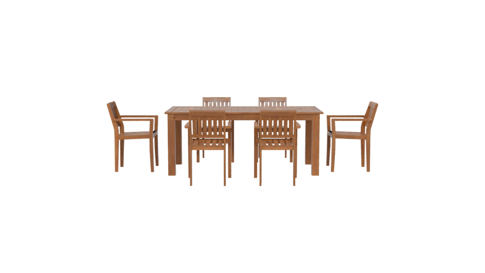 Elegant Wooden Outdoor Dining Set 3D Model - Professional 3D Model Render 5
